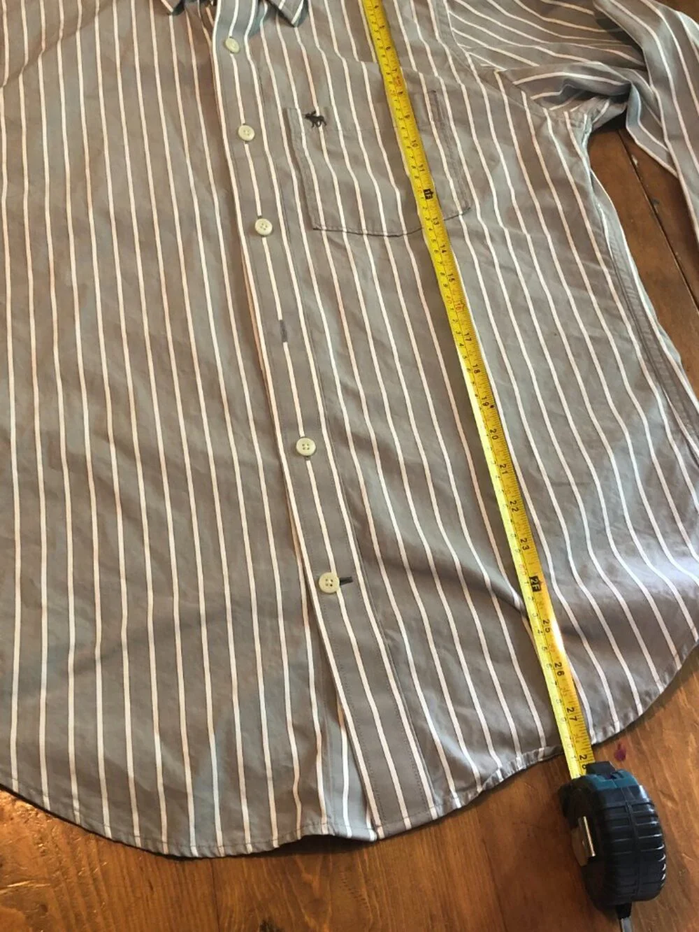 Abercrombie & Fitch Muscle Fit Button Down Shirt Mens Small Gray White Stripe